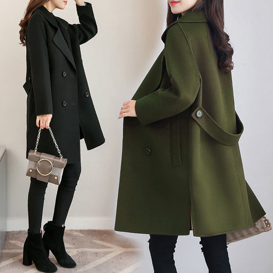 Cotton And Thickening Wool Overcoat Slimming Small Woolen Coat