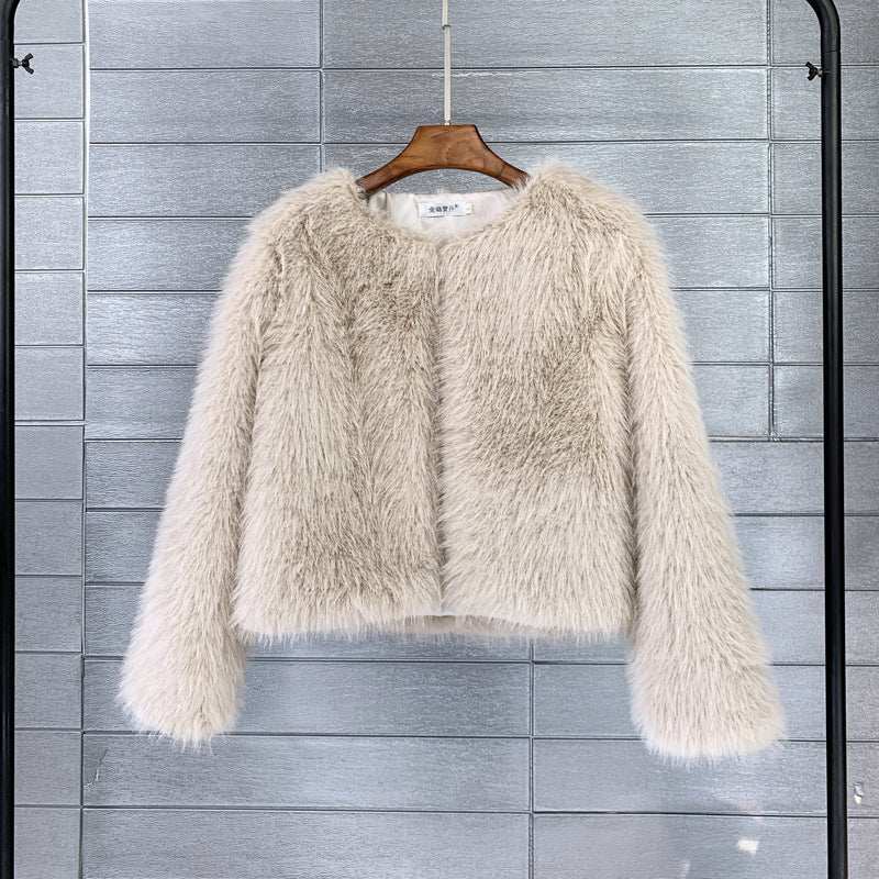 Plus Size Solid Color Women's Short Fur Coat