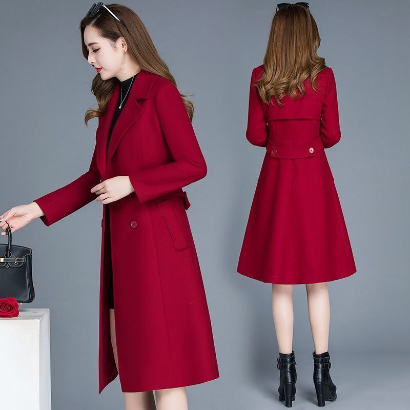 Thickened Woolen Coat Women's Mid-length