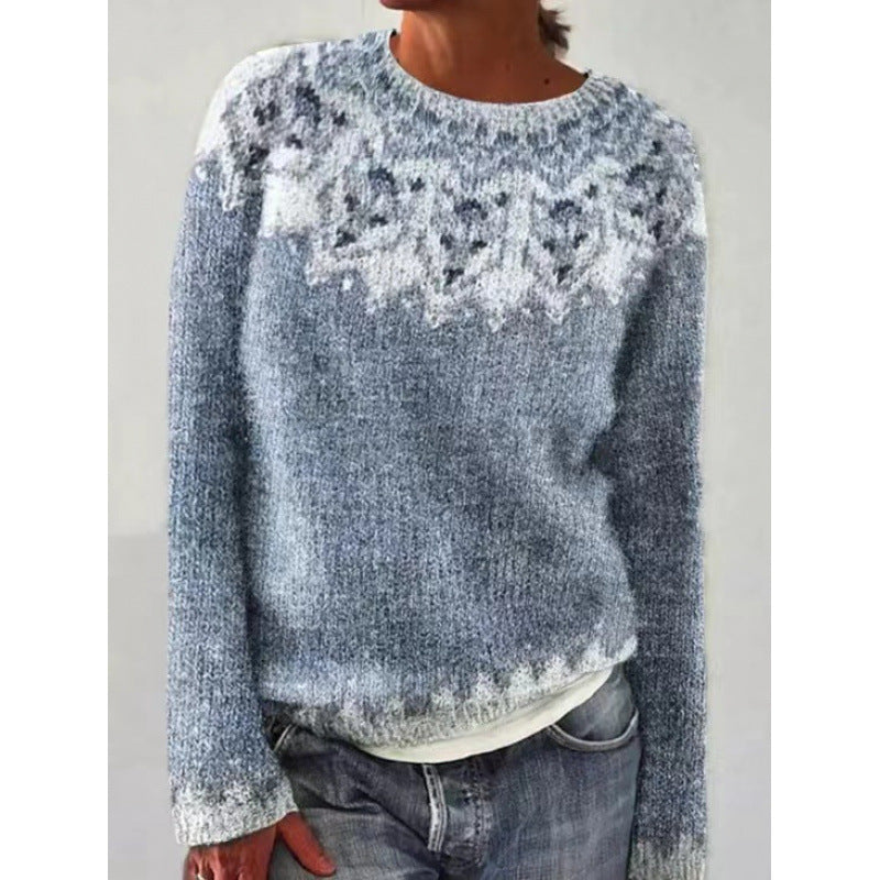 new sweater women wish hot sale round neck color matching loose fashion pullover sweater