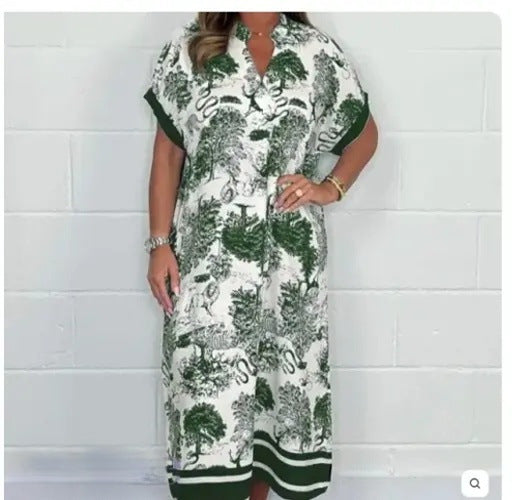 Printed Loose Printed Short Sleeve Dress