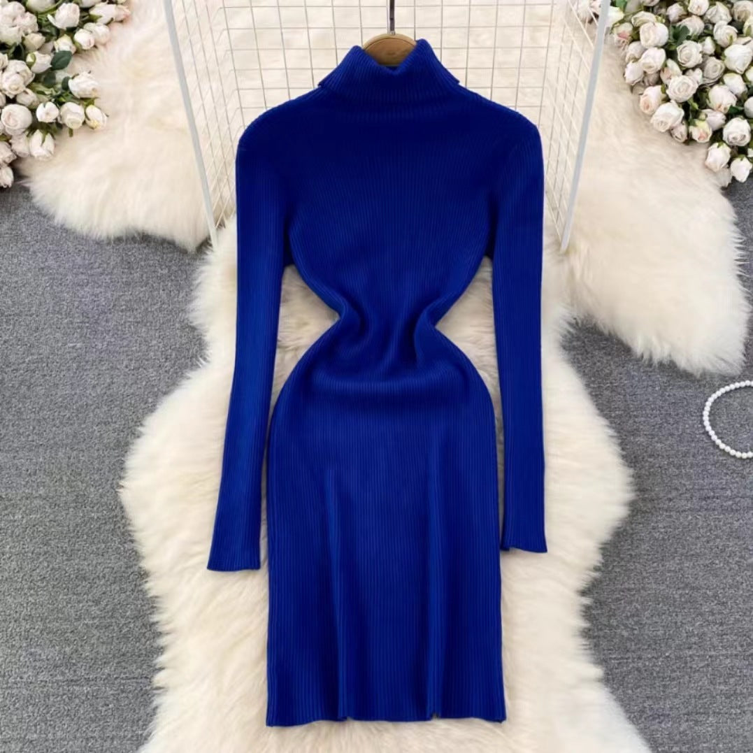 Korean Style Long Sleeve Turtleneck Dress Sweater
