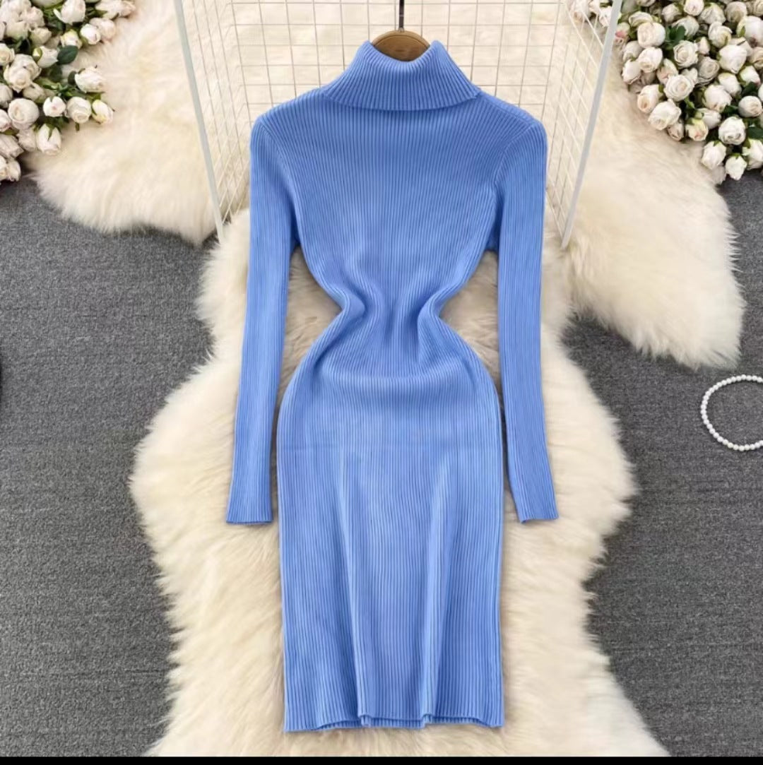 Korean Style Long Sleeve Turtleneck Dress Sweater