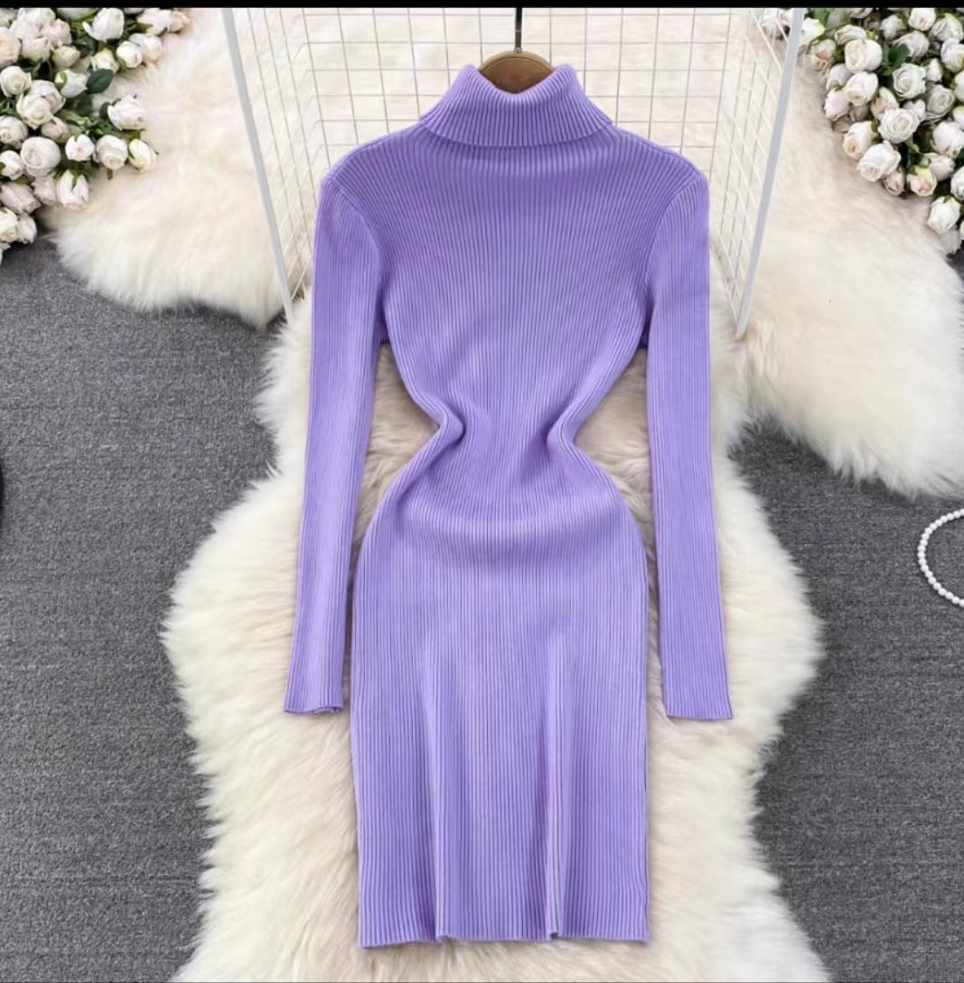Korean Style Long Sleeve Turtleneck Dress Sweater