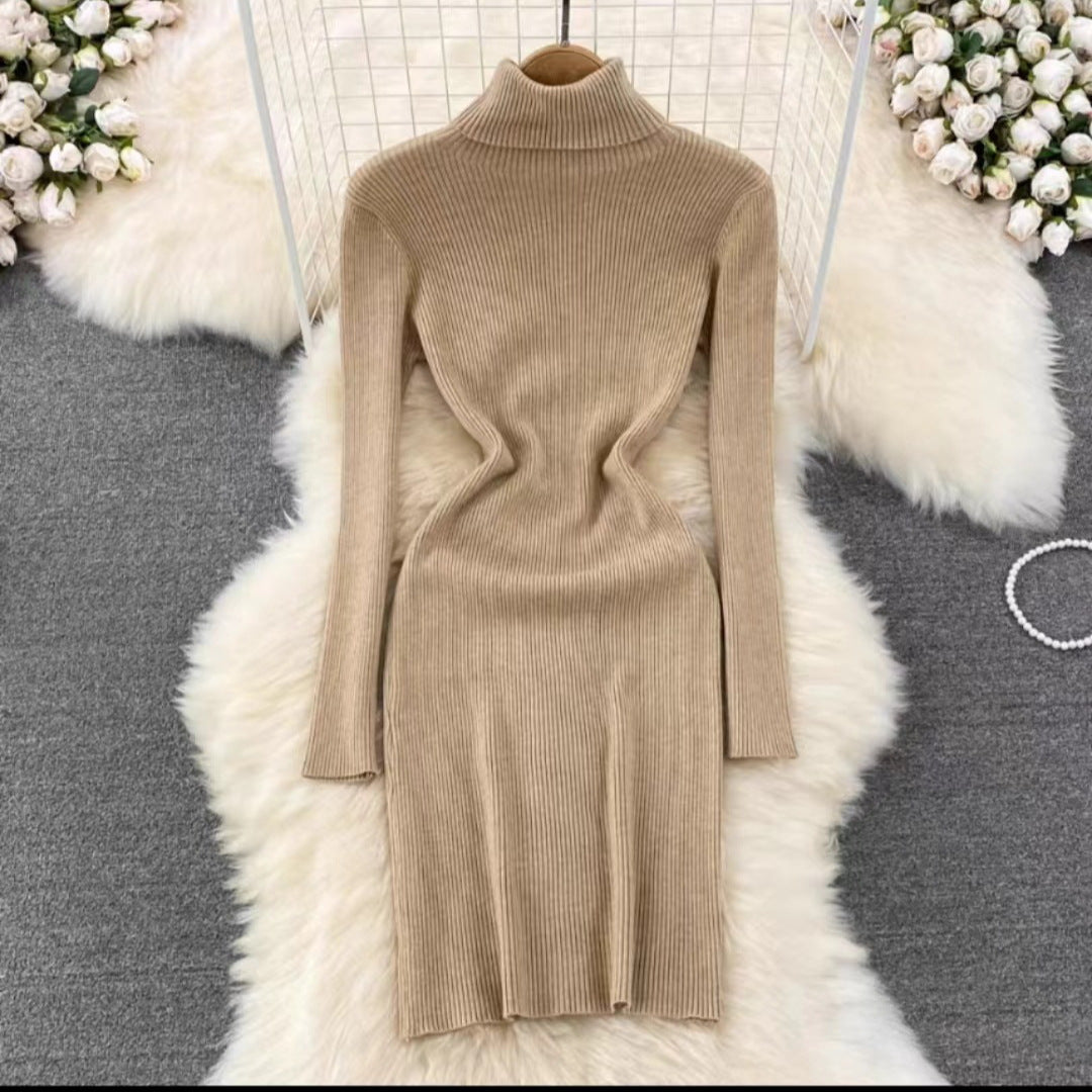 Korean Style Long Sleeve Turtleneck Dress Sweater
