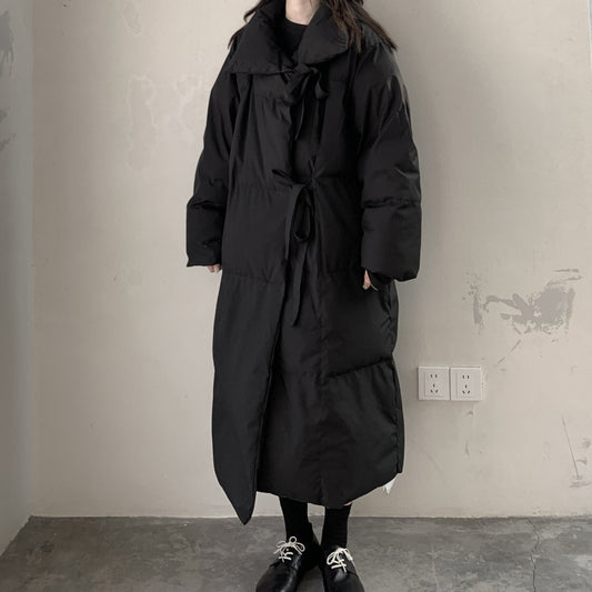 Down Cotton-padded Coat Dark Loose Lovers Three-quarter Length Women