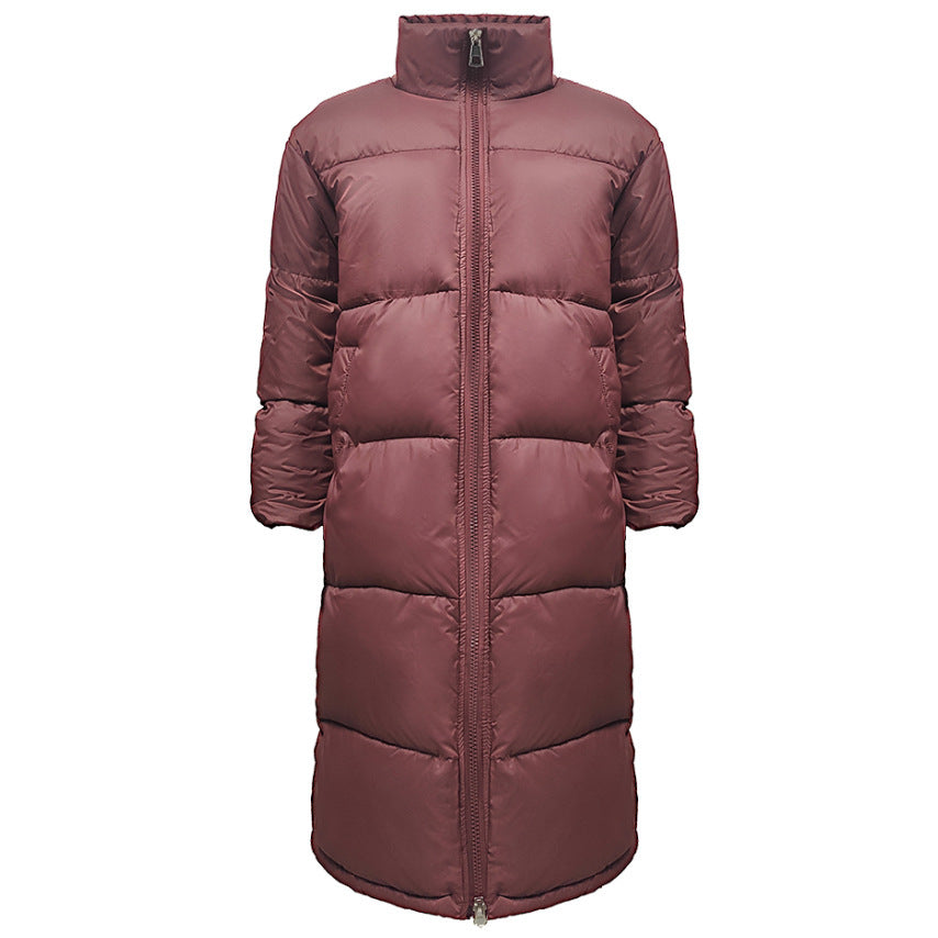 Women's Fashion Zipper Cotton Coat With Solid Color Warm