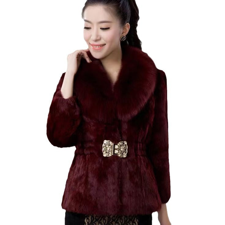 Autumn And Winter Fur Coat Artificial Coat With Fox Fur Collar