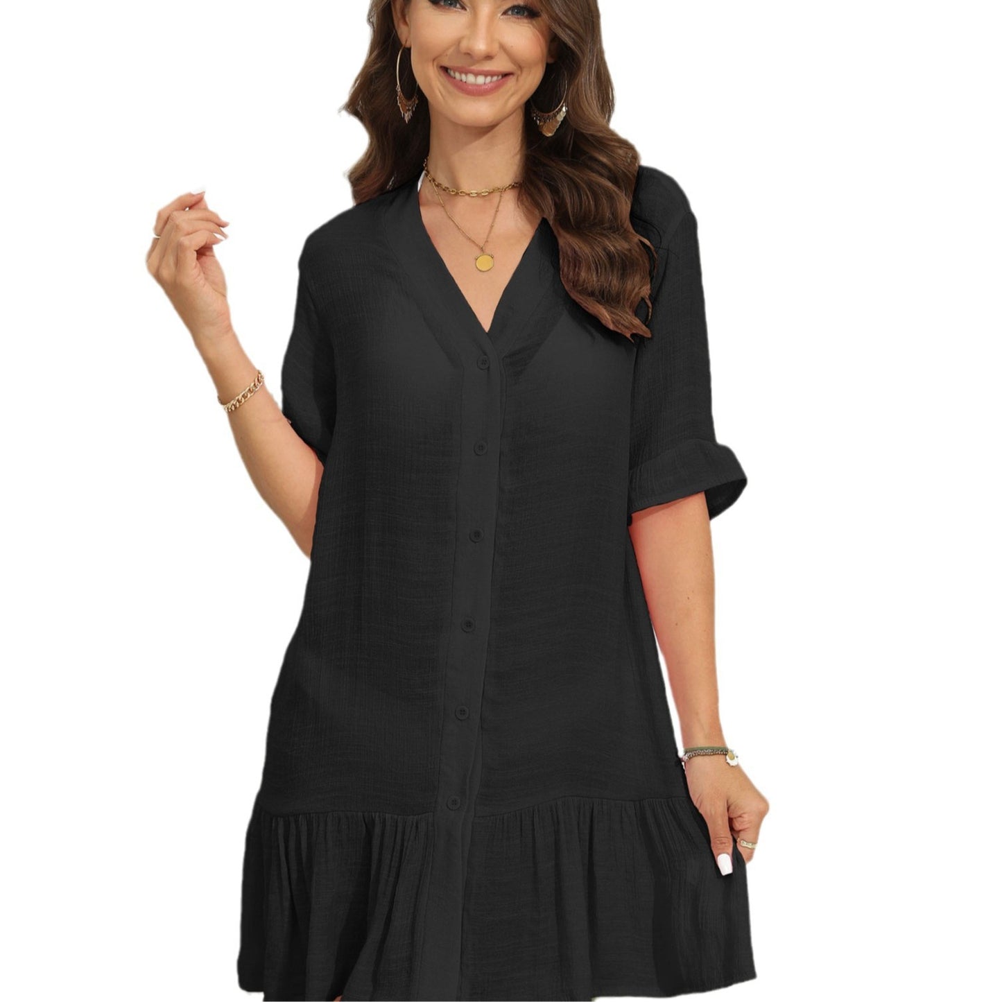 Women's Beach Cover-up V-neck Flounce