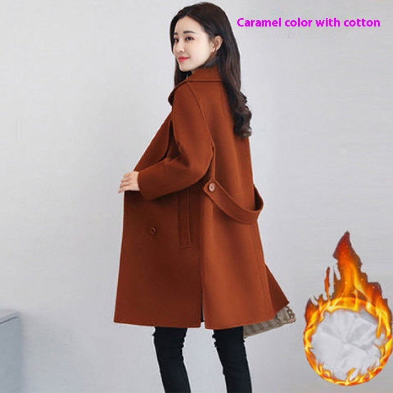 Cotton And Thickening Wool Overcoat Slimming Small Woolen Coat