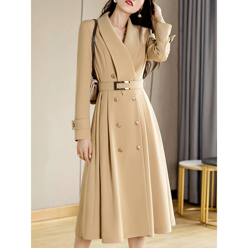 Spring And Autumn Elegant Khaki Women's Mid-length Fashionable High-grade Coat