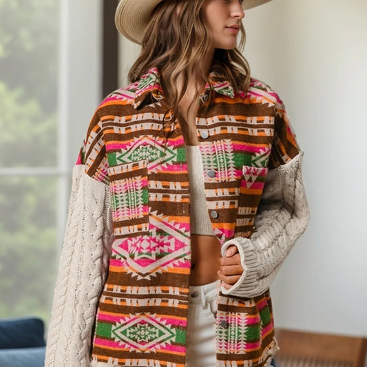 New Knitted Sleeve Patchwork Wool Coat