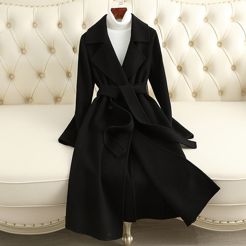 Cashmere Coat Slim Fit Thin Over The Knee Woolen Coat