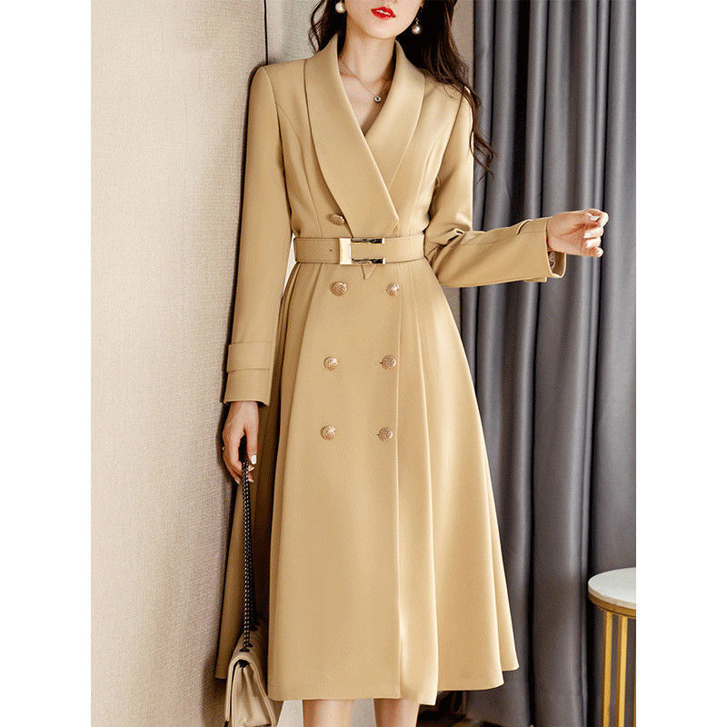 Spring And Autumn Elegant Khaki Women's Mid-length Fashionable High-grade Coat