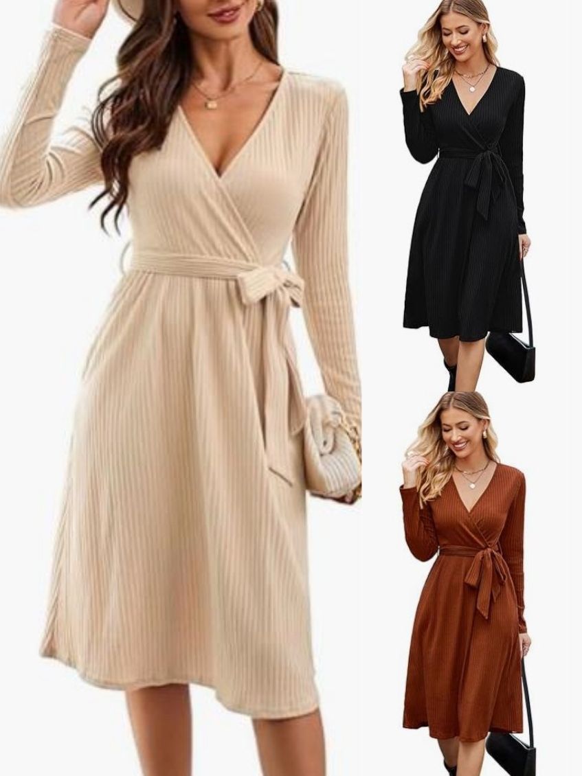 Belt With Pocket Mid-length Dress