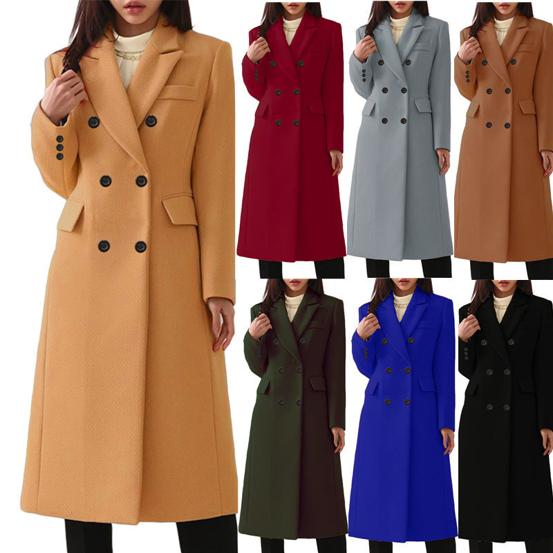 Women's Large Long Style Woolen Coat