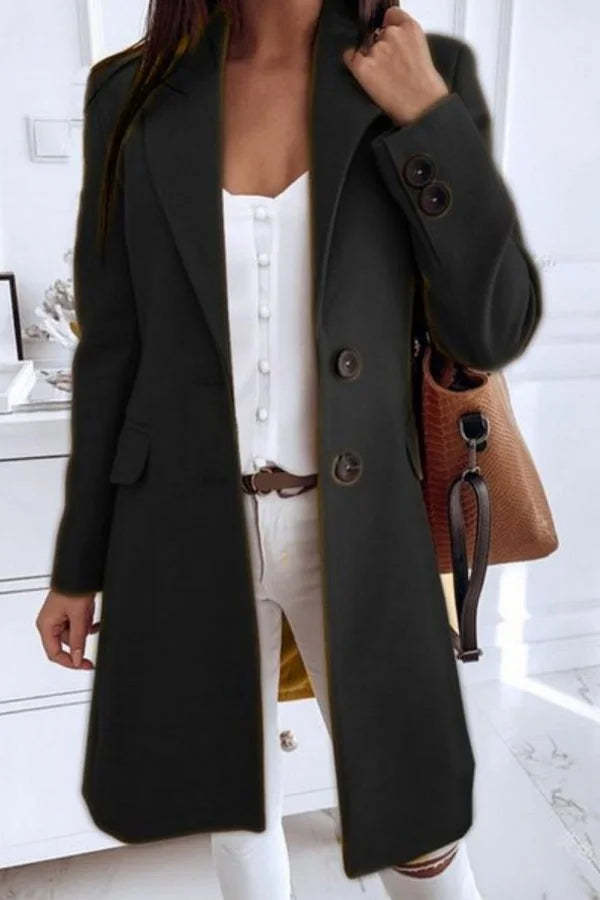 Solid Color Fashion Slim Fit Women's Woolen Coat