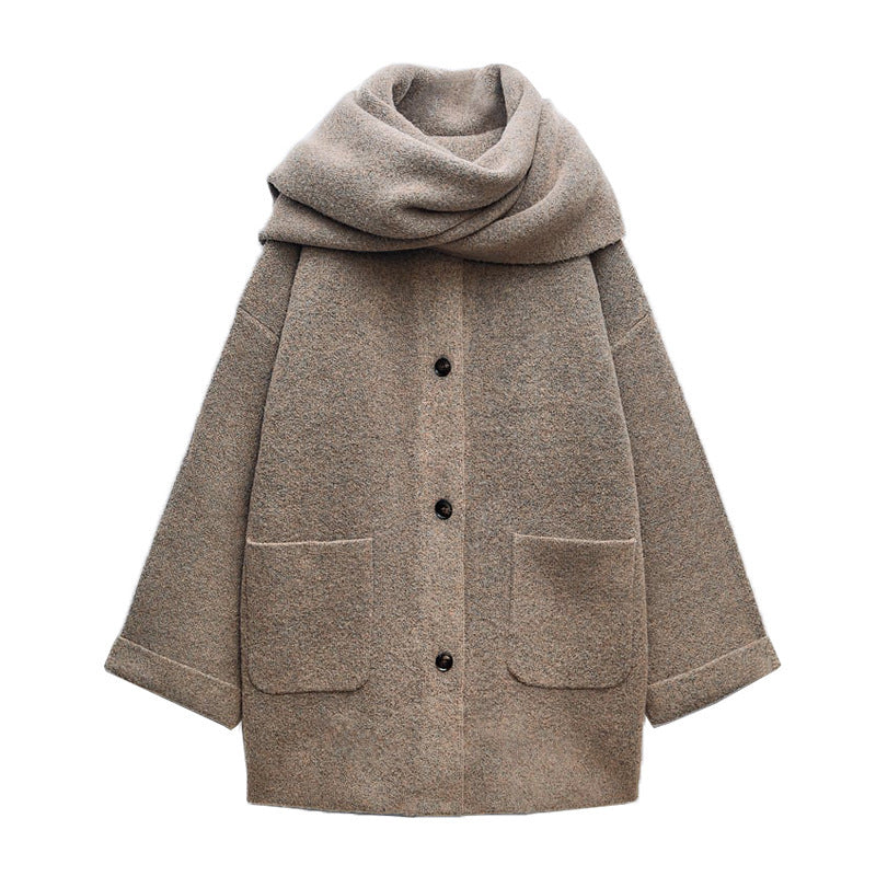 New Women's Autumn Warm Scarf Short Knitted Overcoat Jacket