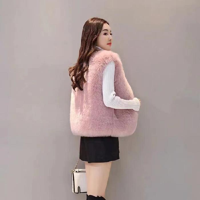 All-matching Thickened Imitated Mink Woolen Vest Waistcoat Jacket